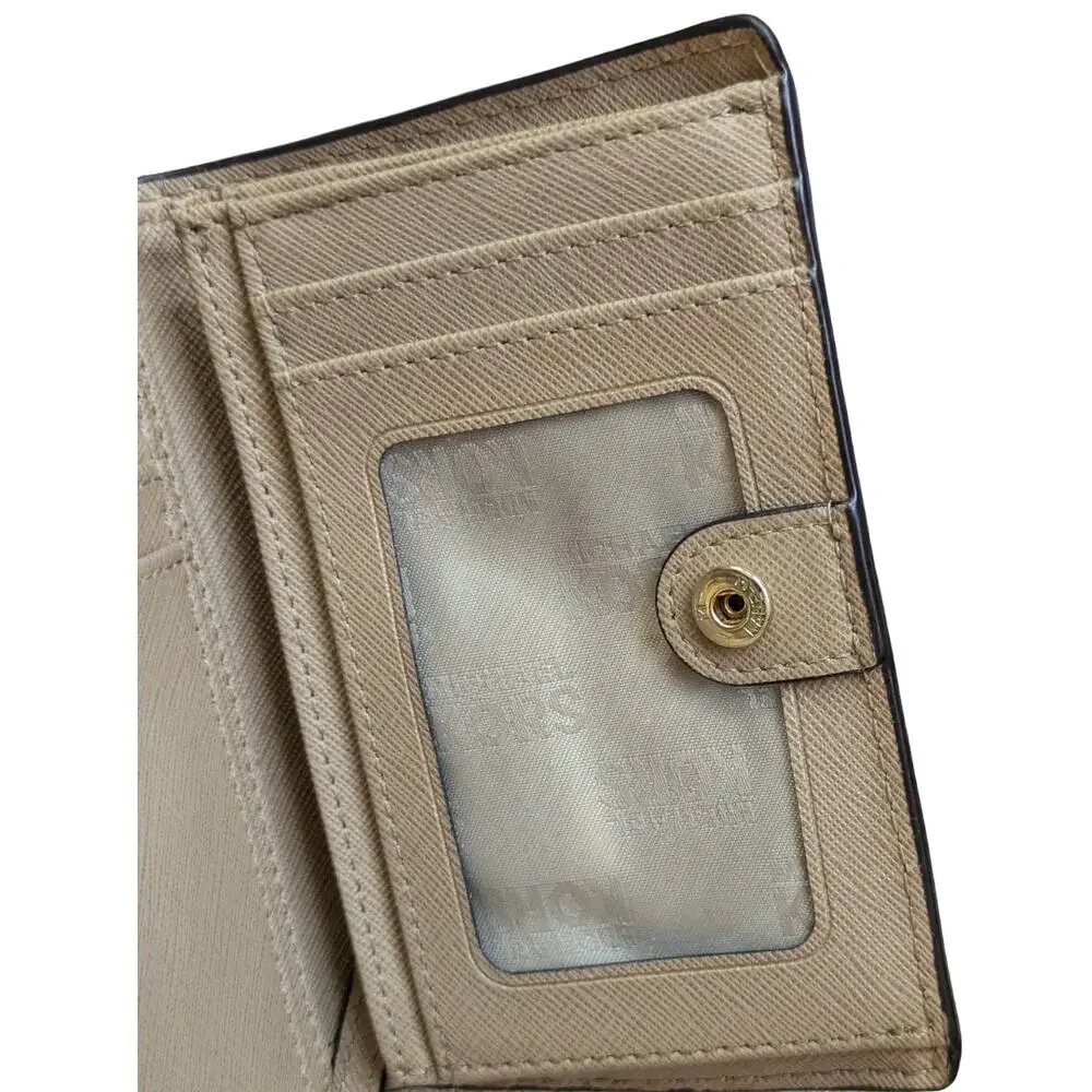 Michael Kors Fulton Leather Wallet Tan Beige Bifold Fulton Logo Organizer NEW